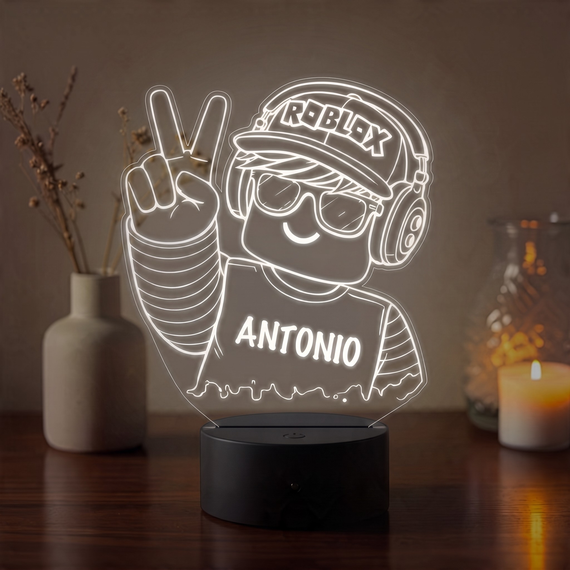 Lampă LED 3D Personalizată – Gamer Roblox cu Nume