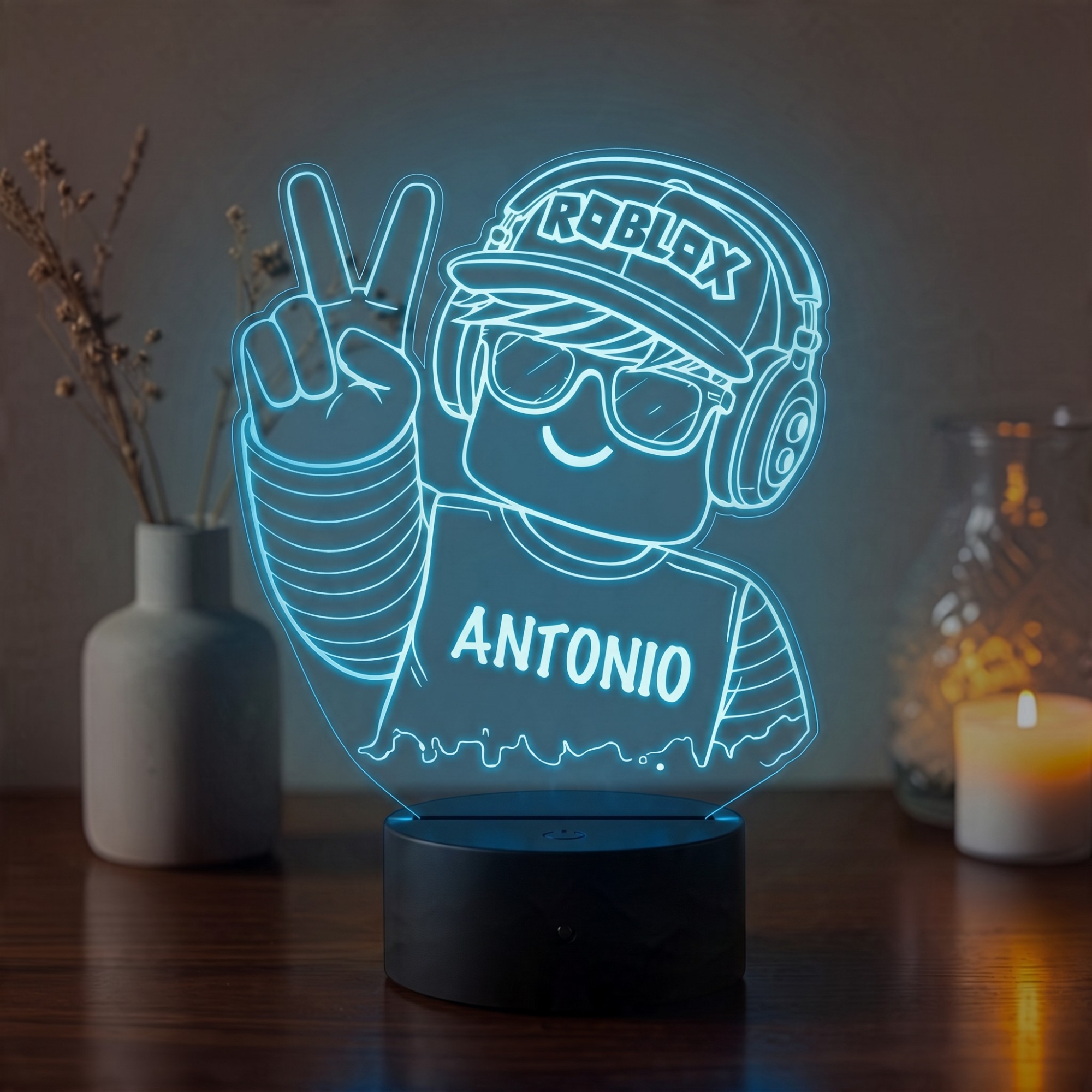 Lampă LED 3D Personalizată – Gamer Roblox cu Nume