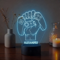 Lampă LED 3D Personalizată – Controller PlayStation cu Nume