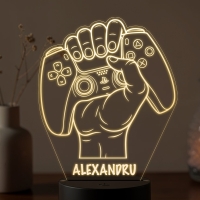 Lampă LED 3D Personalizată – Controller PlayStation cu Nume