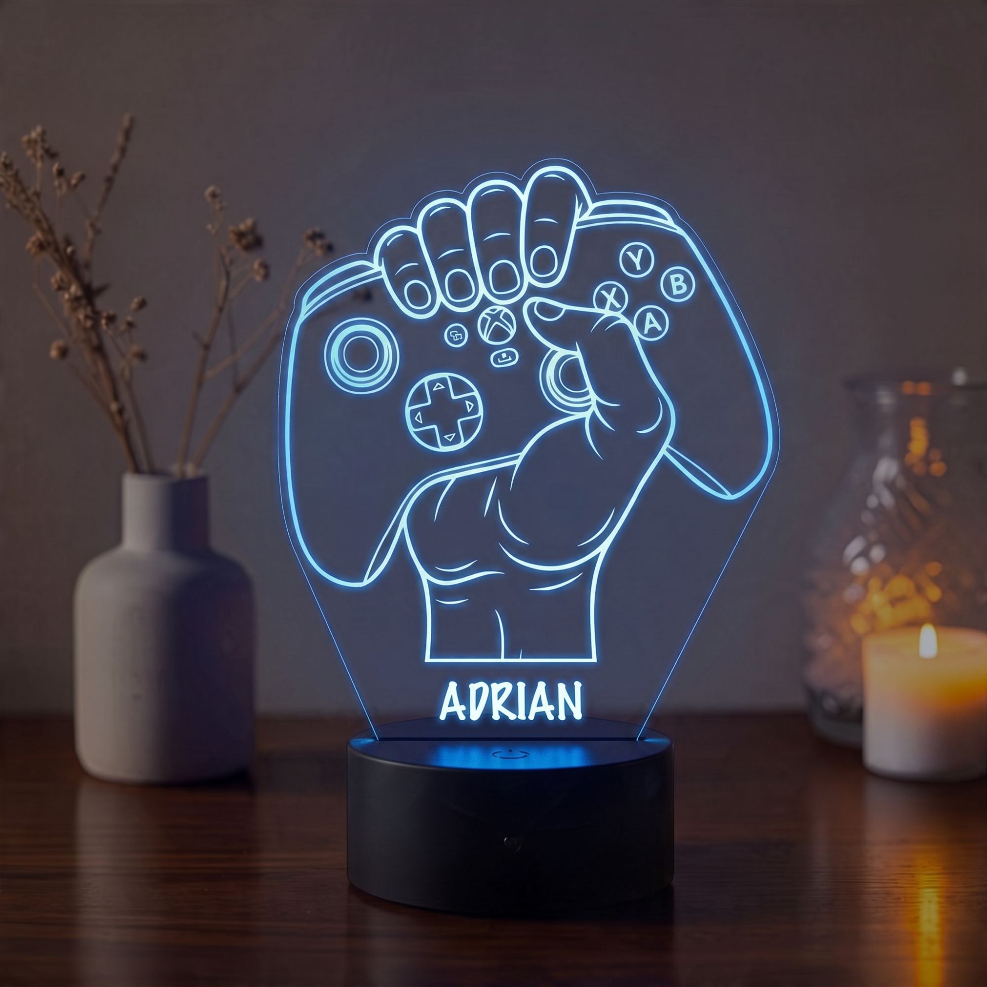 Lampă LED 3D Personalizată – Controller Xbox cu Nume