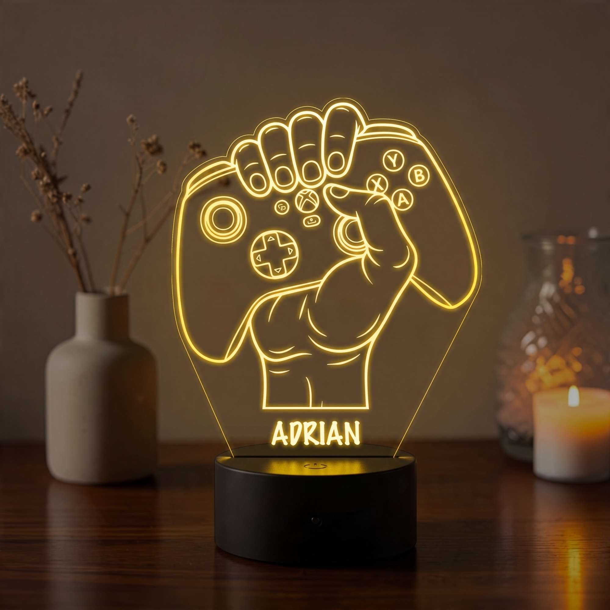Lampă LED 3D Personalizată – Controller Xbox cu Nume