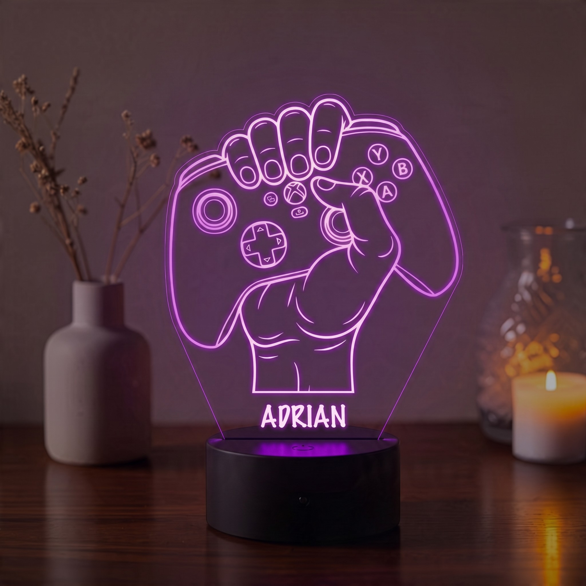 Lampă LED 3D Personalizată – Controller Xbox cu Nume