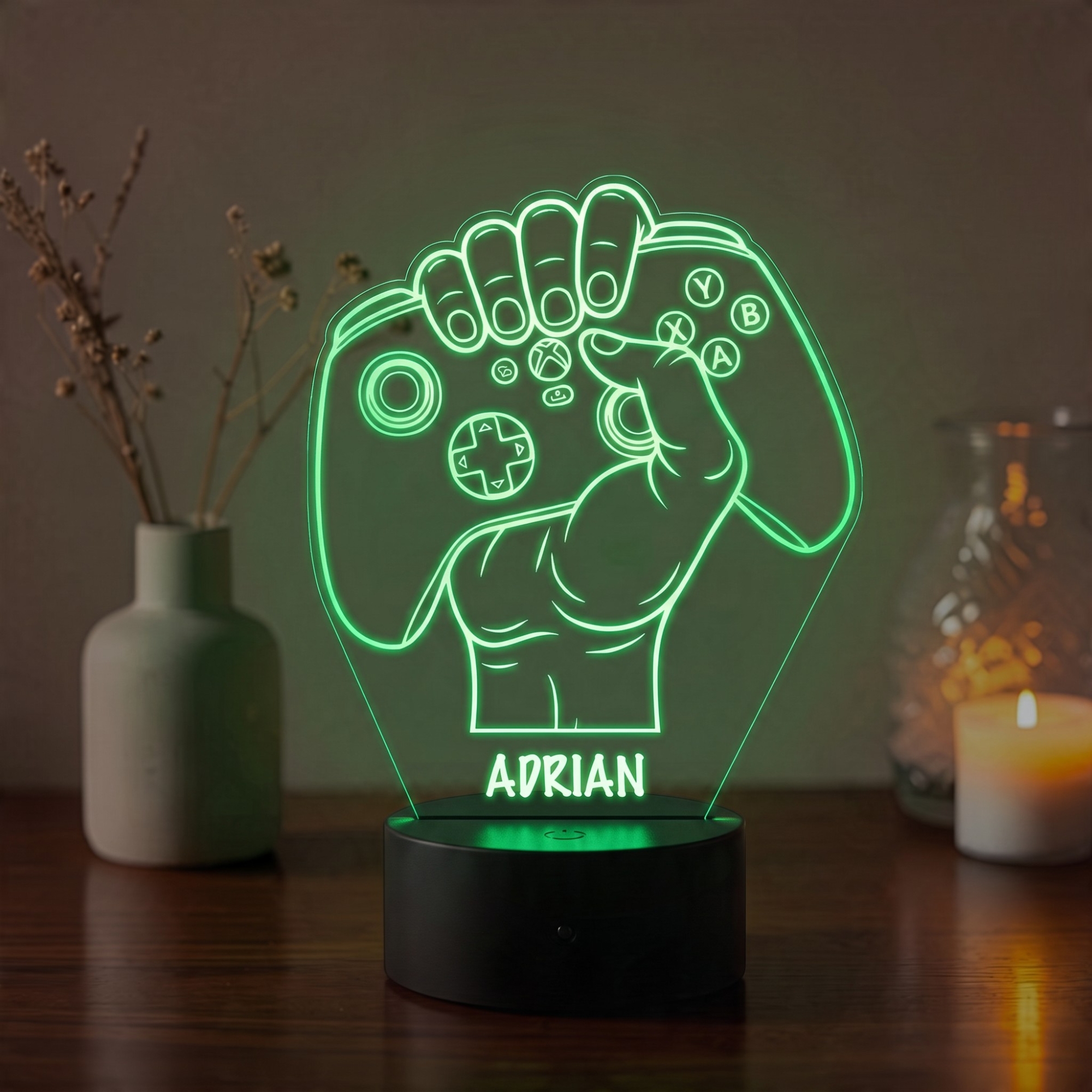 Lampă LED 3D Personalizată – Controller Xbox cu Nume