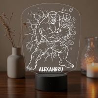 Lampă LED 3D Personalizată – Hulk cu Nume