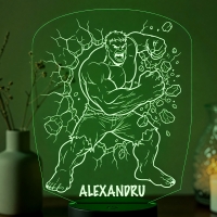 Lampă LED 3D Personalizată – Hulk cu Nume