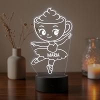 Lampă LED 3D Personalizată – Ballerina Cappuccina cu Nume
