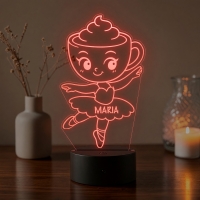 Lampă LED 3D Personalizată – Ballerina Cappuccina cu Nume