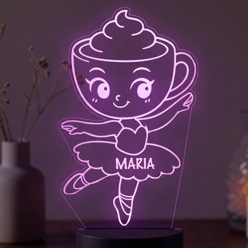Lampă LED 3D Personalizată – Ballerina Cappuccina cu Nume