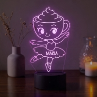 Lampă LED 3D Personalizată – Ballerina Cappuccina cu Nume