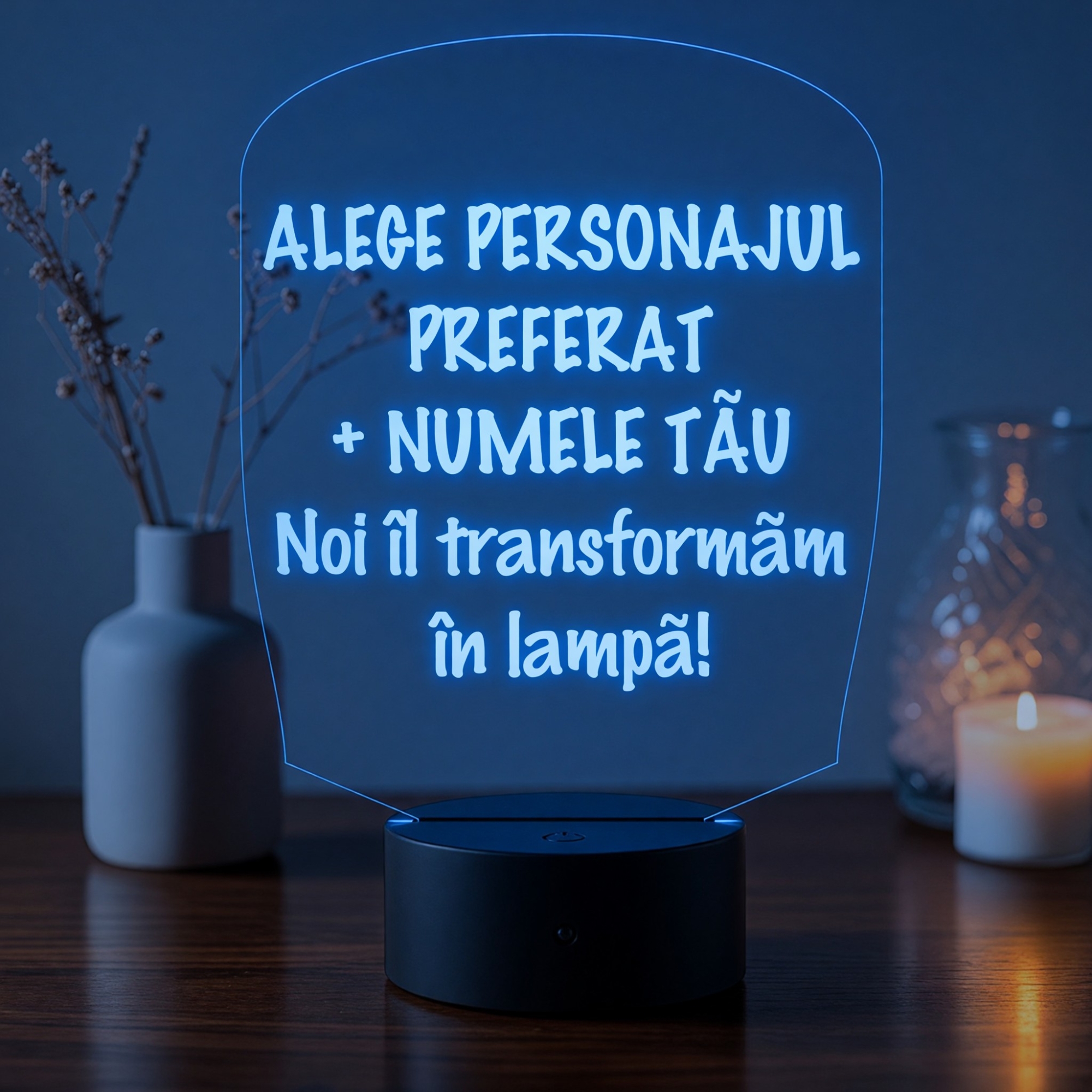 Lampă LED 3D Personalizată – Tu Alegi Personajul și Numele