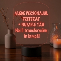 Lampă LED 3D Personalizată – Tu Alegi Personajul și Numele