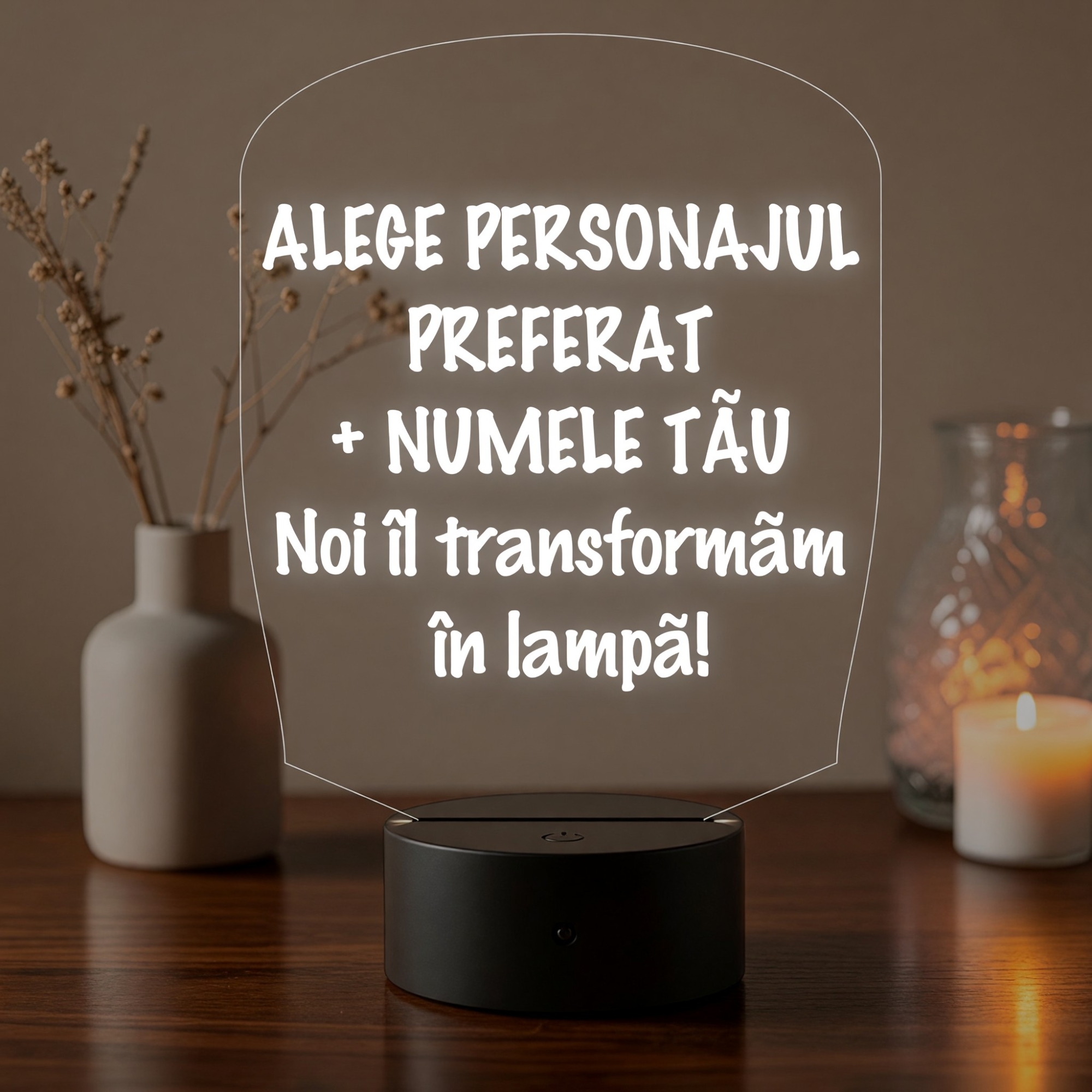 Lampă LED 3D Personalizată – Tu Alegi Personajul și Numele