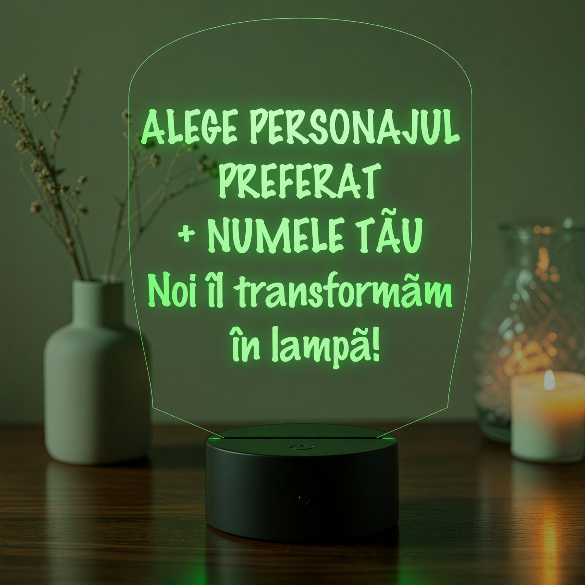 Lampă LED 3D Personalizată – Tu Alegi Personajul și Numele