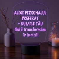 Lampă LED 3D Personalizată – Tu Alegi Personajul și Numele