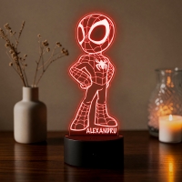 Lampă LED 3D Personalizată – Baby Spider-Man cu Nume