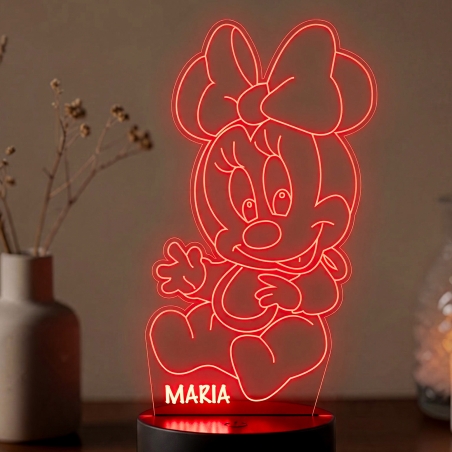Lampă LED 3D Personalizată – Baby Minnie cu Nume
