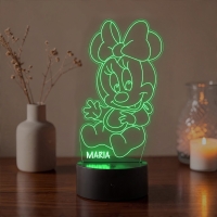 Lampă LED 3D Personalizată – Baby Minnie cu Nume