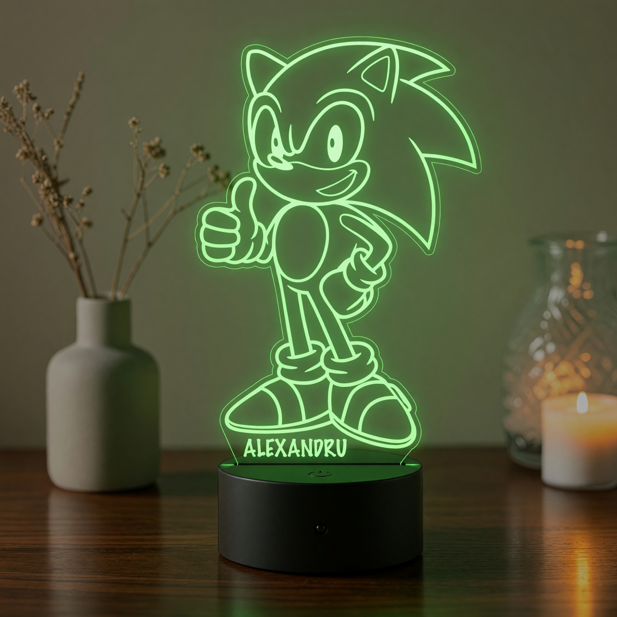 Lampă LED 3D Personalizată – Sonic cu Nume