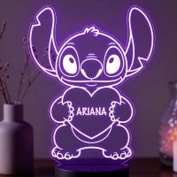 Lampă LED 3D Personalizată – Stitch cu Inimă și Nume