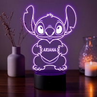 Lampă LED 3D Personalizată – Stitch cu Inimă și Nume