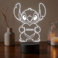 Lampă LED 3D Personalizată – Stitch cu Inimă și Nume