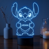 Lampă LED 3D Personalizată – Stitch cu Inimă și Nume