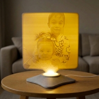 Lampă Luna 3D Personalizată - Square Cu Text Și Poză