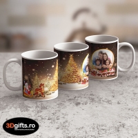 Cană Personalizată - Model "Golden Christmas" Cu O Poză