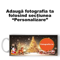 Cană Personalizată - Model "Golden Christmas" Cu O Poză