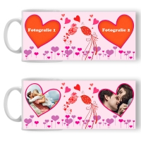 Cană Personalizată - Model "Loving Birds" Cu Două Poze