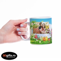 Cană Personalizată - Model "Easter Rabbit" Cu Două Poze