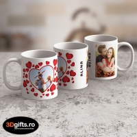 Cană Personalizată - Model "Love Portret" Cu Două Poze Și Text