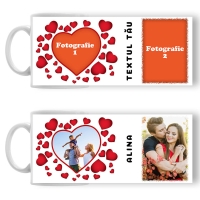 Cană Personalizată - Model "Love Portret" Cu Două Poze Și Text
