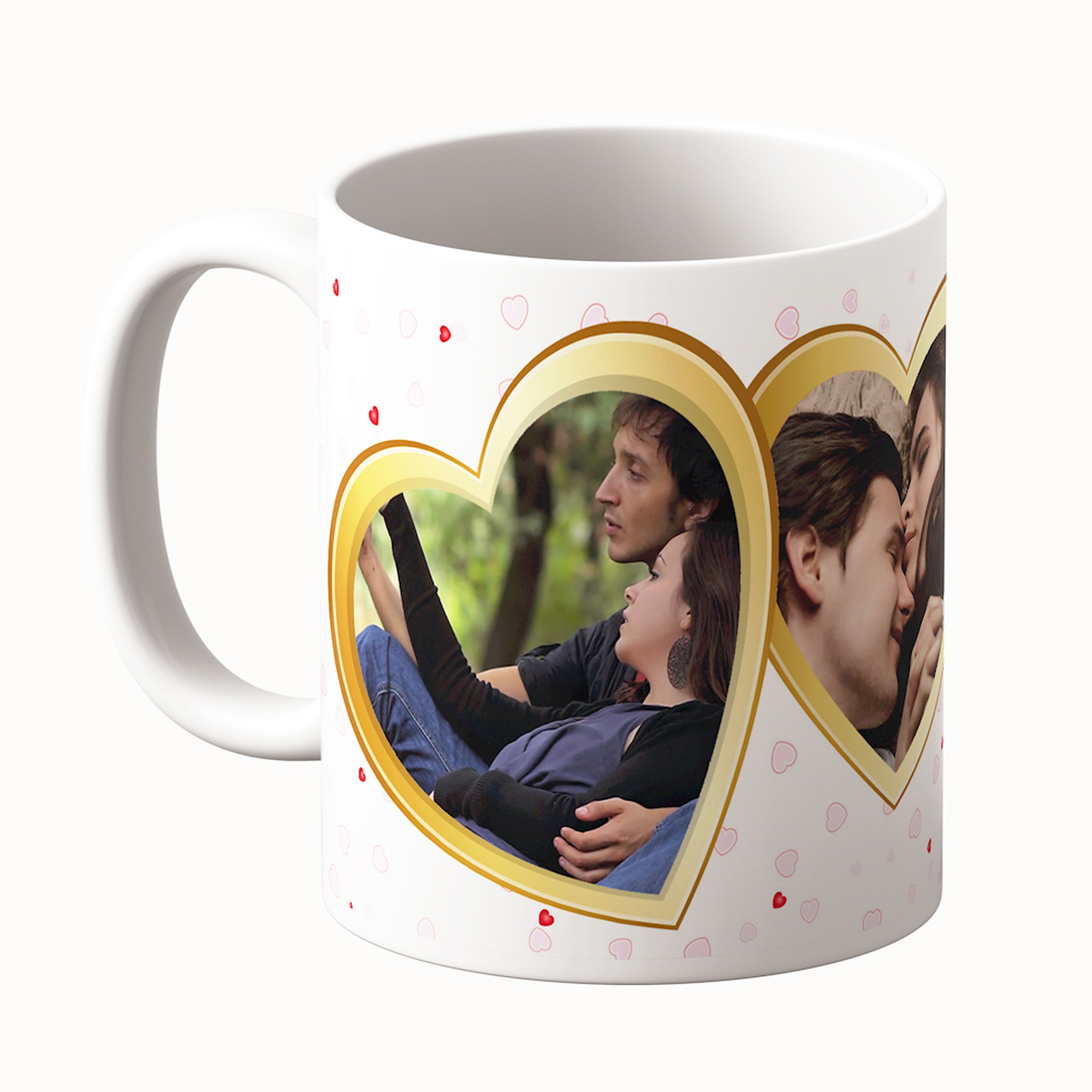 Cană Personalizată - Model "Loving Hearts" Cu Două Poze