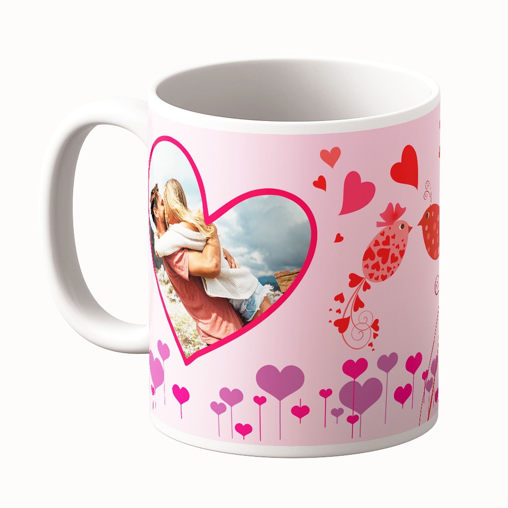 Cană Personalizată - Model "Loving Birds" Cu Două Poze