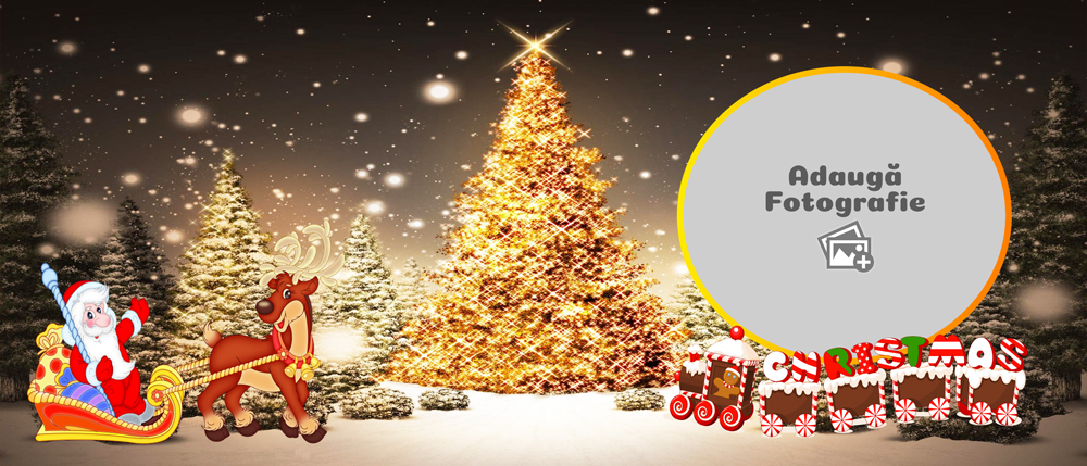 Cană Personalizată - Model "Golden Christmas" Cu O Poză - Vedere Background