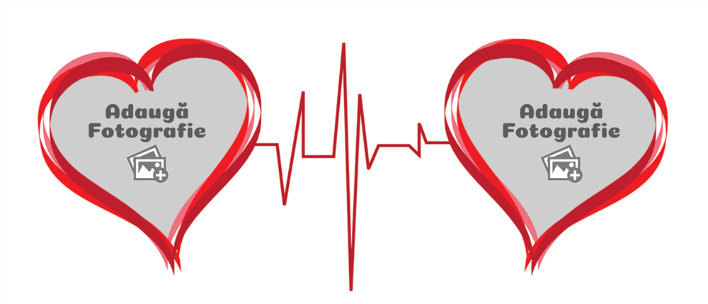 Cană Personalizată - Model "Heart Beat" Cu Două Poze - Vedere Background