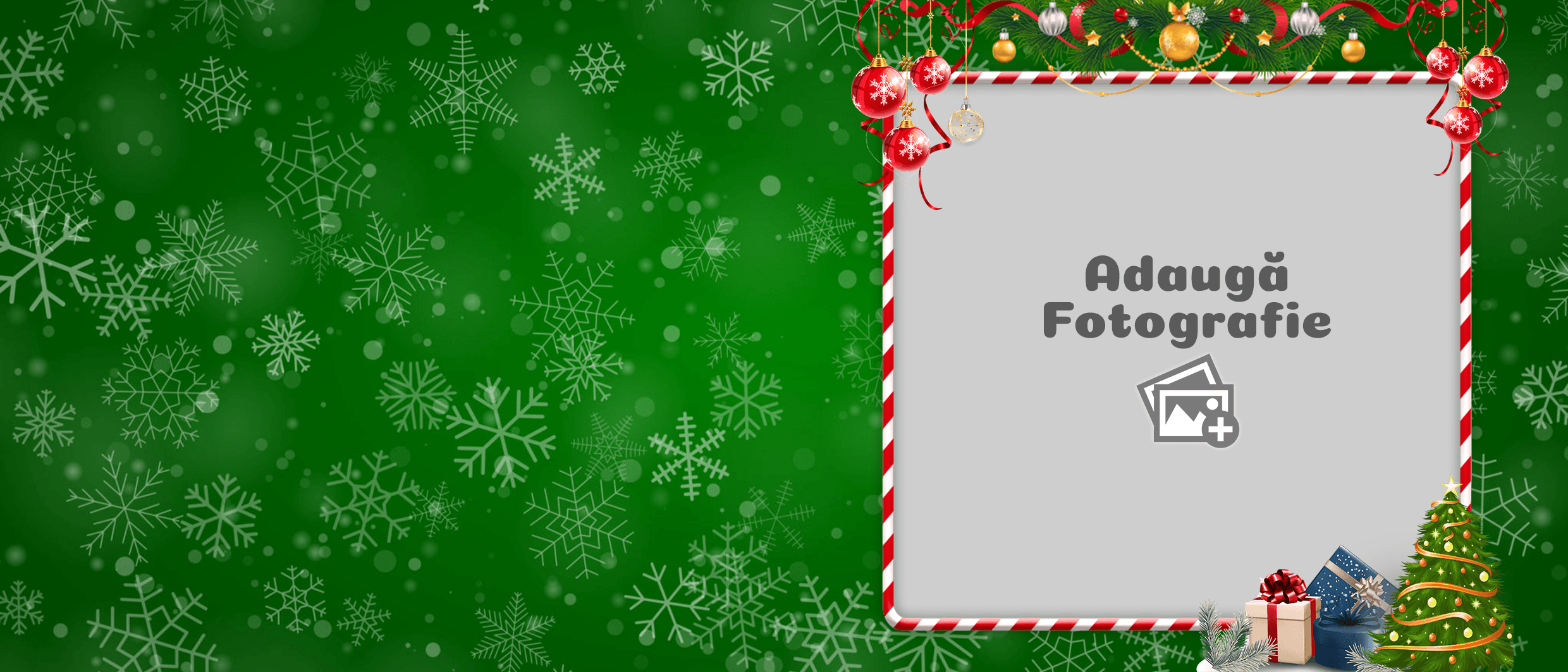 Cană Personalizată - Model "Green Christmas" Cu O Poză Și Text - Vedere Background