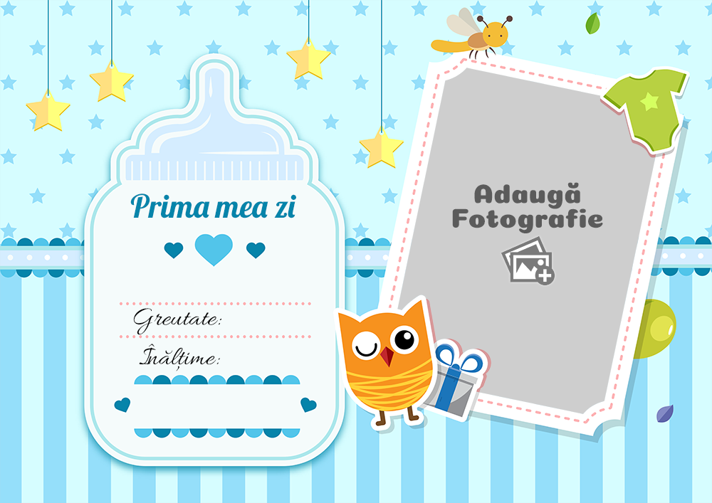 Tablou Personalizat O Poză Și Text Baiețel - Prima Mea Zi - Vedere Background