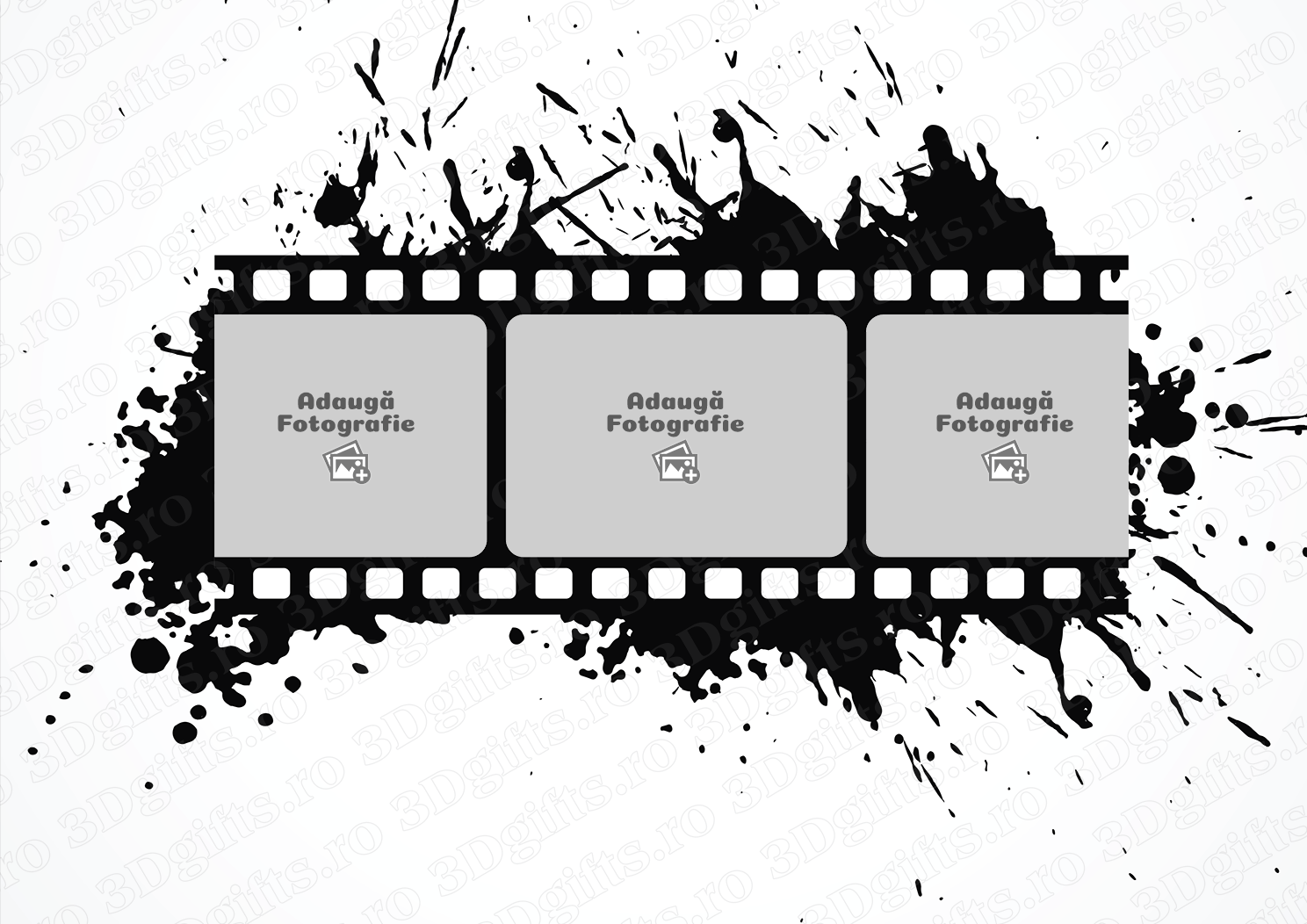 Tablou Personalizat Cu 3 Poze Cu Text - Rolă Film - Vedere Background