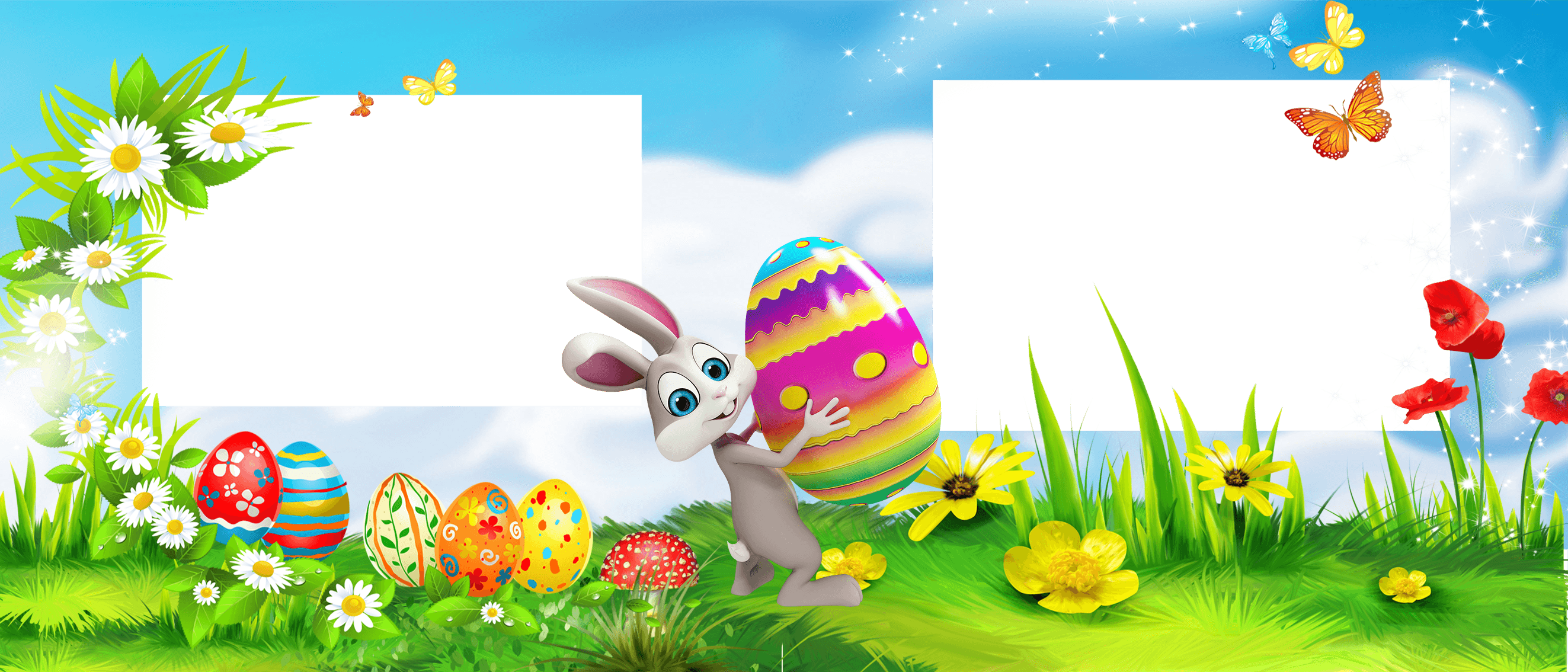 Cană Personalizată - Model "Easter Rabbit" Cu Două Poze - Vedere Mască