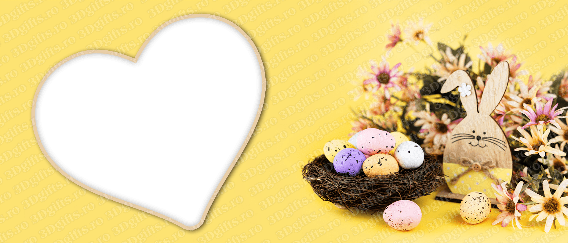 Cană Personalizată - Model "Yellow Easter" Cu O Poză - Vedere Mască